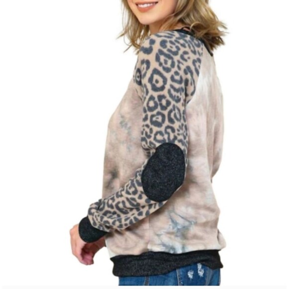 Leopard Tie-Dye Sweatshirt Size Small Together Clothing - Picture 2 of 6
